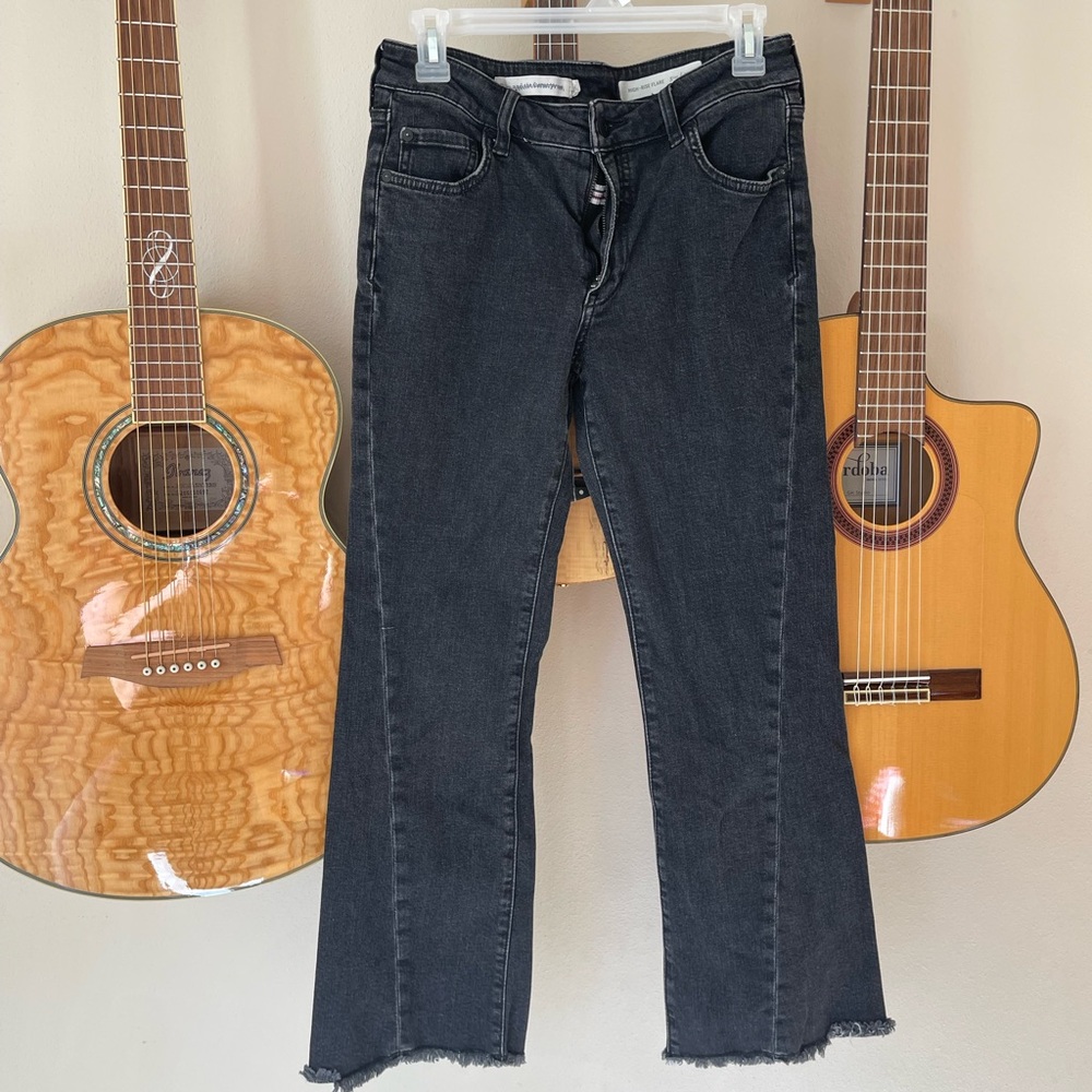 🖤Anthropologie Pilcro High Rise Flare Black Denim Jeans Sz 27 🖤